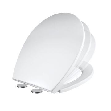 Sedile Copri Tavoletta WC in Plastica Bianca - 37x46,5 cm - Universale - per Bagno - con Sistema Soft Close