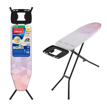 Vileda - Asse da Stiro Diamond 120x38 cm - con Rivestimento in Biossido di Titanio - Poggiaferro XL