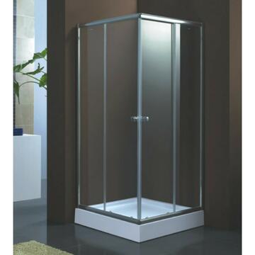 Box doccia in vetro temperato trasparente e alluminio cromato, 80x80x193