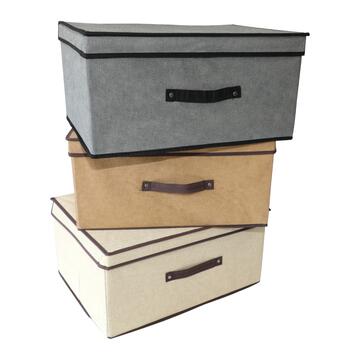 Scatola Contenitore Salvaspazio Pretty in Tessuto con Maniglie 50x40 h 25 cm - Colori Assortiti