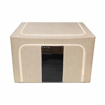 Scatola Salvaspazio in Tessuto 60x42 h40 cm, Contenitore Portaoggetti Pieghevole Cambio Stagione - Colori Assortiti Beige/Blu/Grigio