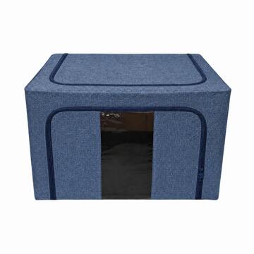 Scatola Salvaspazio in Tessuto 60x42 h40 cm, Contenitore Portaoggetti Pieghevole Cambio Stagione - Colori Assortiti Beige/Blu/Grigio