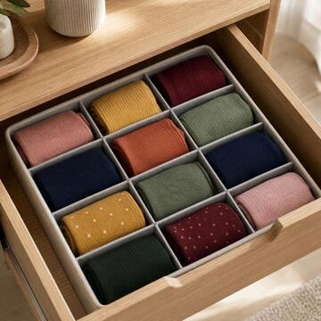 Organizer Cassetti Dessy 32x32 h12 cm - 12 Scomparti per Mutande, Reggiseni, Calze, Cravatte, Accessori