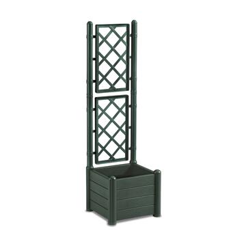 Fioriera Quadra Verde Italia con Spalliera 43x43 h142 cm, Fioriera Effetto Legno per Rampicanti