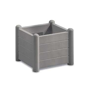 Fioriera Quadra Grigia Italia 43x43 h32 cm cm Effetto Legno, Vaso da Esterno 30 Litri
