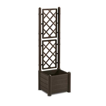 Fioriera Quadra Moka Italia con Spalliera 43x43 h142 cm, Fioriera Effetto Legno per Rampicanti