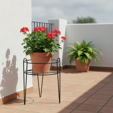 Portavaso Veny in Ferro Verniciato Nero - 27x27 h38 cm - per Interno, Ingresso, Soggiorno, Veranda, Terrazza