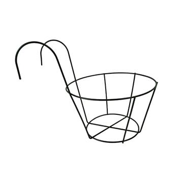 Balconiera/Porta Vaso Sospeso Esel d 25 cm in Ferro Verniciato Nero - per Terrazza, Balcone, Finestra