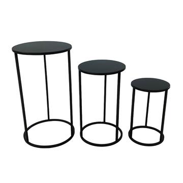 Set 3 Portavasi/SgabellI per Fiori Colb in Metallo Verniciato Nero - Grande 30x30x53 cm, Medio 25x25x42 cm, Piccolo 20x20x32 cm