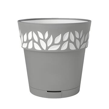 Vaso Opera Cloe d 30 cm Grigio/Bianco - in Polipropilene con Riserva d'Acqua - per Balcone, Terrazza, Giardino, Veranda