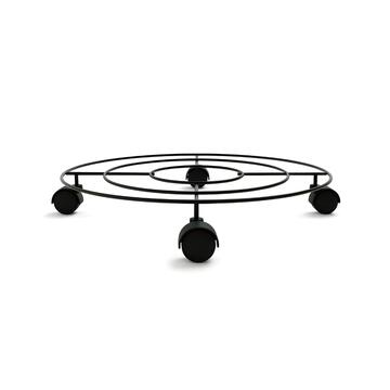 Portavaso Cruz Rotondo d 35 cm in Ferro Verniciato Nero con Ruote - per Interno, Ingresso, Soggiorno Veranda, Terrazza