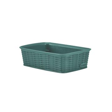 Cestino Multiuso Elegance S 20x14 h6 cm  in Plastica Verde Effetto Midollino