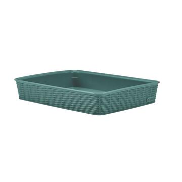 Cestino Multiuso Elegance L 35,5x26 h6 cm  in Plastica Verde Effetto Midollino
