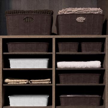 Cestino Multiuso Elegance L High 36x29 h13 cm in Plastica Moka Effetto Midollino