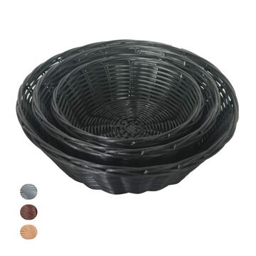 Set 3 Cesti Saty Rotondi - 25xh8 cm + 21xh7 cm + 17xh6 cm - Miele, Marrone, Grigio, Nero (Scegli il colore dopo l'ordine)