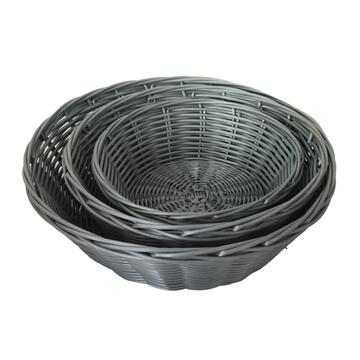 Set 3 Cesti Saty Rotondi - 25xh8 cm + 21xh7 cm + 17xh6 cm - Miele, Marrone, Grigio, Nero (Scegli il colore dopo l'ordine)