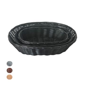 Set 3 Cesti Saty Ovali - 30x20 h8 cm + 26x26 h7 cm + 22x12 h6 cm - Miele, Marrone, Grigio, Nero (Scegli il colore dopo l'ordine)