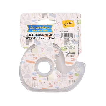 Chiocciolina Nastro Adesivo Trasparente 1,8 cm x 33 mt - per Ufficio, Scuola, Studio