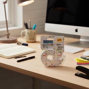 Chiocciolina Nastro Adesivo Trasparente 1,8 cm x 33 mt - per Ufficio, Scuola, Studio