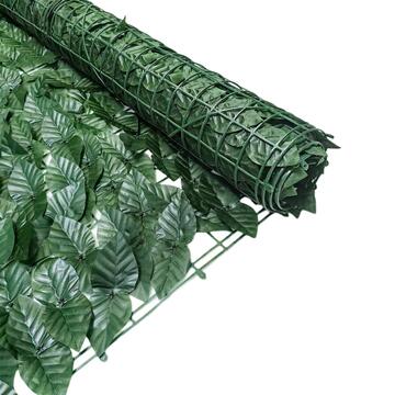 Recinzione con Foglie Verdi Artificiali 300x100 cm in PE e Poliestere per Giardino e Balcone