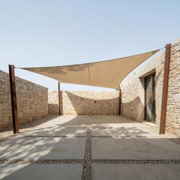 Tenda a Vela Quadrata Beige 3x3 mt in HDPE Ombreggiante con Occhielli e Corde