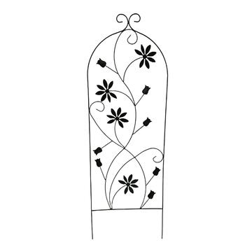 Traliccio Flowers 38x118 cm in Ferro Verniciato Nero - per Terrazza, Veranda, Balcone, Giardino
