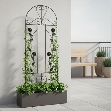 Traliccio Rose 40x117 cm in Ferro Verniciato Nero - per Terrazza, Veranda, Balcone, Giardino