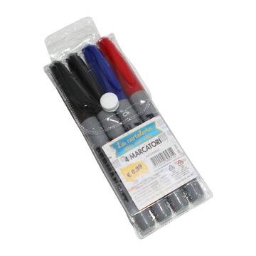 Confezione 4 Pennarelli Marcatori - per Casa, Ufficio, Scuola