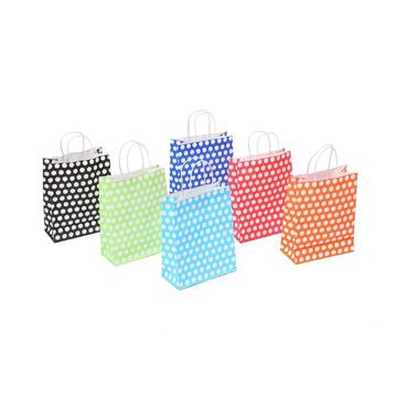 Sacchetto di carta colorata a pois 33x26