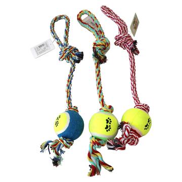 Gioco Per Cani - Pallina da Tennis + Corda con Maniglia - Gioco Interattivo - Colori Assortiti
