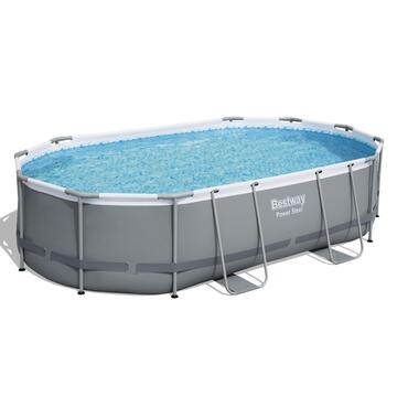 Bestway - Piscina da giardino fuori terra - Power Steel Frame Ovale 56448 - 488x305x107 cm