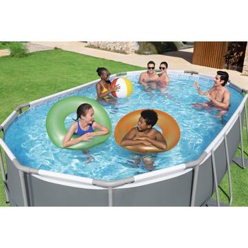 Bestway - Piscina da giardino fuori terra - Power Steel Frame Ovale 56448 - 488x305x107 cm
