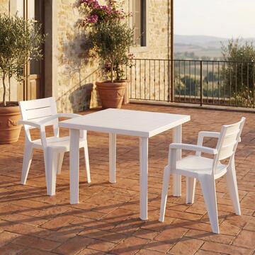 Tavolo Fiocco 75x80 h72 cm  in Polipropilene Bianco da Esterno per 2/4 Persone
