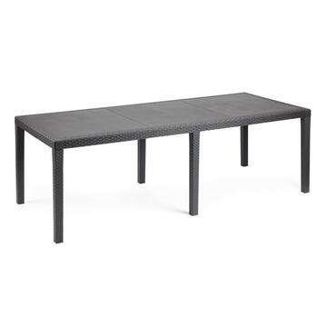 Tavolo da esterno allungabile Queen in plastica nera con effetto rattan 150/220 Marino Fa Mercato