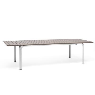 Nardi Tavolo Alloro da Esterno Allungabile 210/280x100 h 73cm, Made in Italy, Bianco/Tortora