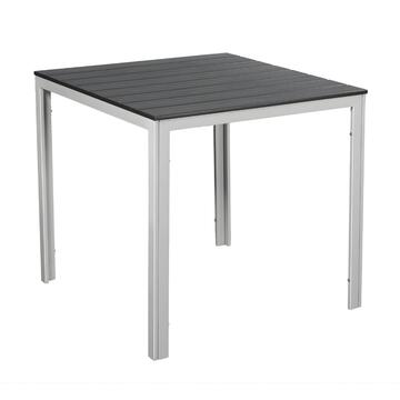 Tavolo da Esterno Blow Quadrato 78x78 h74 cm - con Struttura in Metallo e Design a Doghe Effetto Legno - Bianco/Grigio