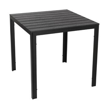 Tavolo da Esterno Blow Quadrato 78x78 h74 cm - con Struttura in Metallo e Design a Doghe Effetto Legno - Nero