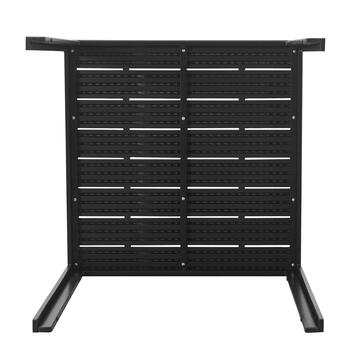 Tavolo da Esterno Blow Quadrato 78x78 h74 cm - con Struttura in Metallo e Design a Doghe Effetto Legno - Nero