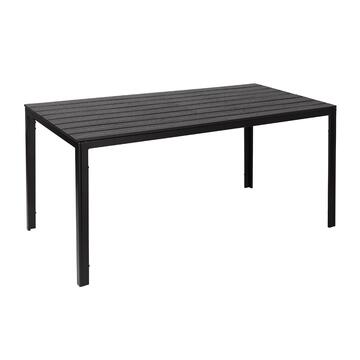 Tavolo da Esterno Blow 156x78 h74 cm - con Struttura in Metallo e Design a Doghe Effetto Legno - Nero