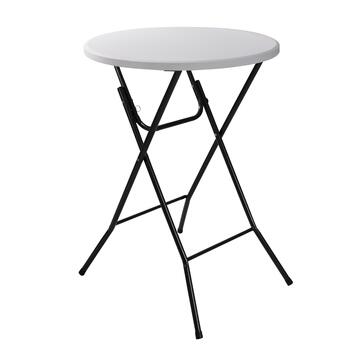 Tavolo da Bar Pieghevole Blow Tondo 80x80 h110 cm - con Struttura in Ferro Verniciato e HDPE - Bianco