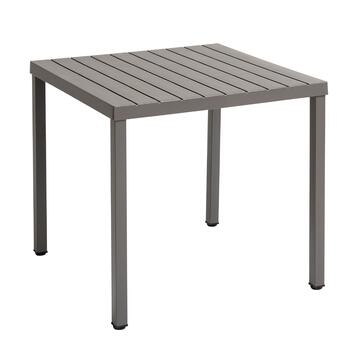 Tavolo Equis Piombo 80x80 h75 cm - in Polipropilene con Gambe in Ferro - per Interno ed Esterno - per Giardini, Terrazze, Balconi, Bar, Ristoranti
