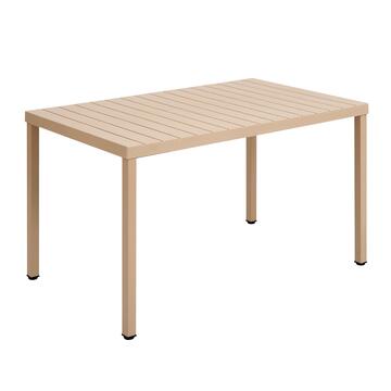 Tavolo Equis Tortora 130x80 h75 cm - in Polipropilene con Gambe in Ferro - per Interno ed Esterno - per Giardini, Terrazze, Balconi, Bar, Ristoranti