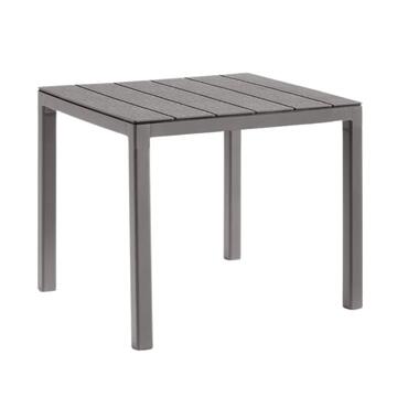Tavolo da Esterno in Polipropilene Taupe 78x78 cm Effetto Doghe Doge