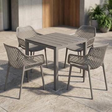 Tavolo da Esterno in Polipropilene Taupe 78x78 cm Effetto Doghe Doge