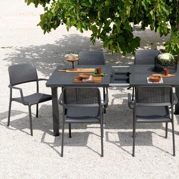 Sedia Bora antracite da esterno con braccioli impilabile,... - Marino Fa Mercato