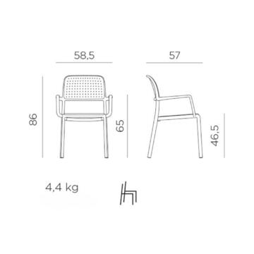 Sedia Bora antracite da esterno con braccioli impilabile,... - Marino Fa Mercato