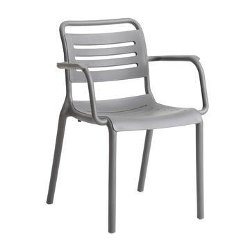 Sedia Theta in Polipropilene Piombo 57x52 h78 cm - per Interno ed Esterno - Impilabile - per Giardini, Terrazze, Balconi, Bar, Ristoranti
