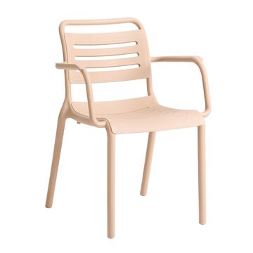 Sedia Theta in Polipropilene Tortora 57x52 h78 cm - per Interno ed Esterno - Impilabile - per Giardini, Terrazze, Balconi, Bar, Ristoranti