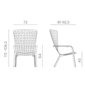 Poltrona moderna Folio alta con braccioli da esterno,... - Marino Fa Mercato