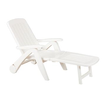 Lettino Prendisole Cancun Bianco Pieghevole in Polipropilene per Giardino, Terrazza e Piscina 190x72 cm